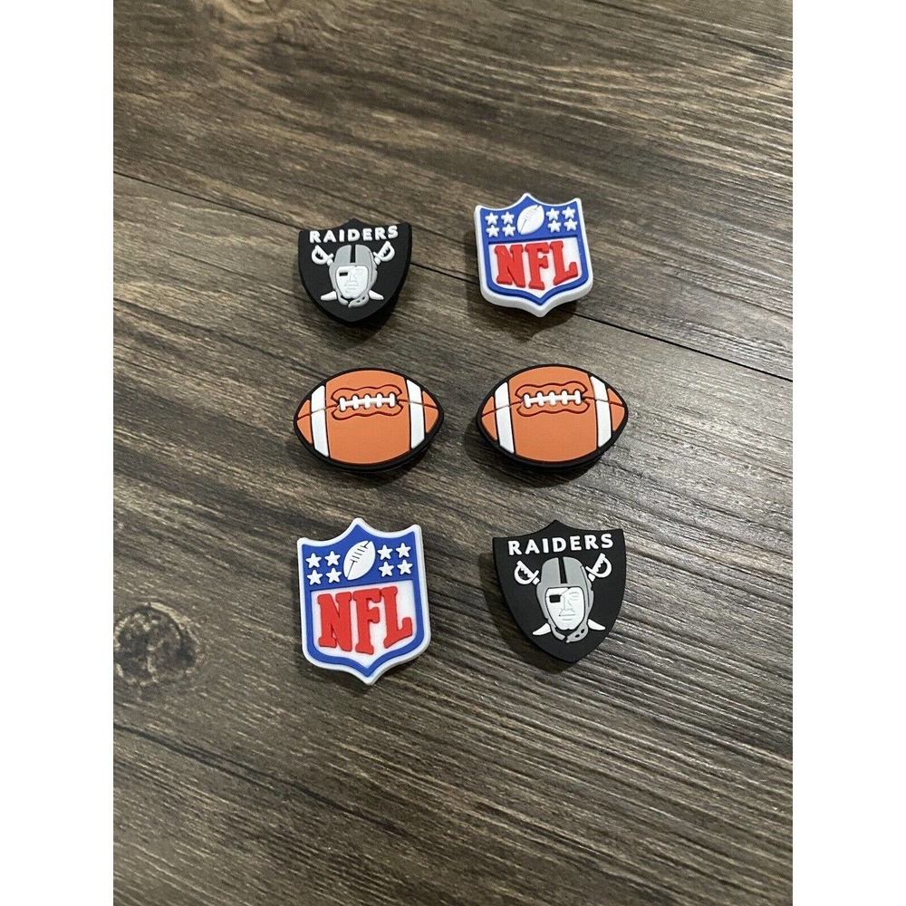Las Vegas Raiders Football Team Sports Charm For Crocs Shoe Charms - 6 Pieces